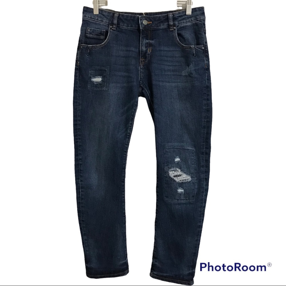 Women’s Zara Z1975 Basic Blue Distressed Patched Size 4 Denim Jeans E
